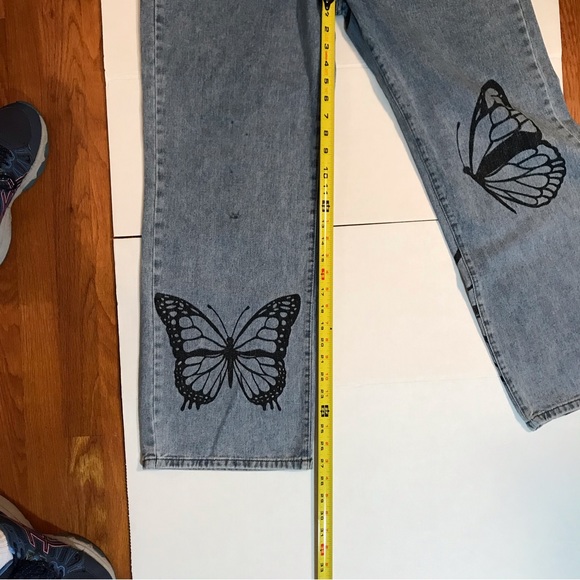 Butterfly 🦋 boho women’s jeans high rise wide leg size 12 - Picture 16 of 16